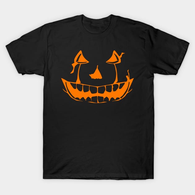 Evil Pumpkin Face Halloween T-Shirt by Korry